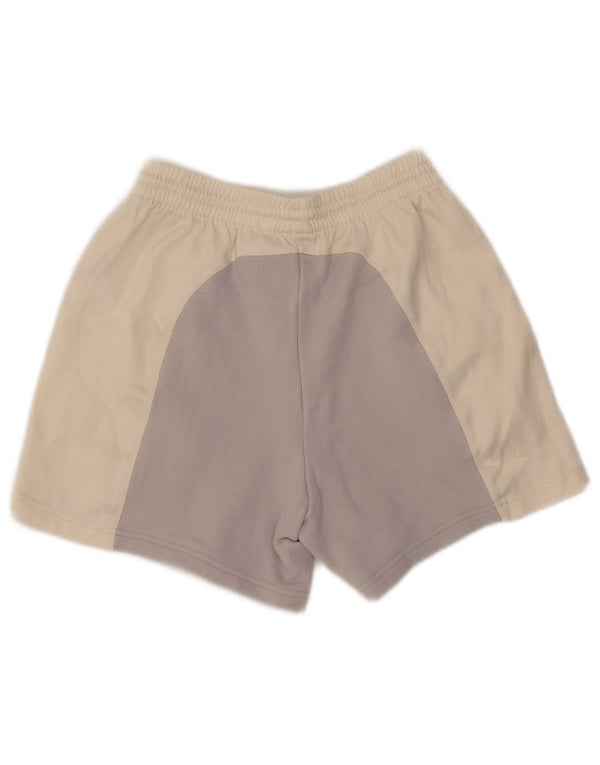 Adidas Damen Sportshorts UK 8 Small Off White Colourblock Baumwolle