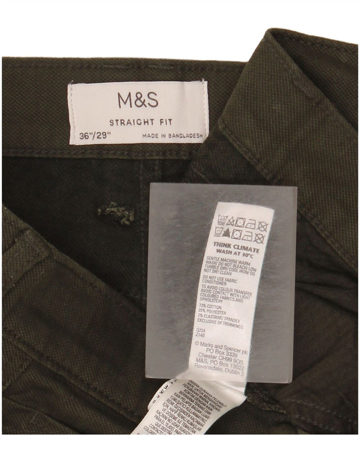 Marks & Spencer Herren Straight Jeans W36 L29 Khaki Baumwolle