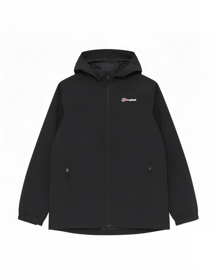 Berghaus Jungen-Regenjacke mit Kapuze, 12–13 Jahre, schwarzes Polyamid