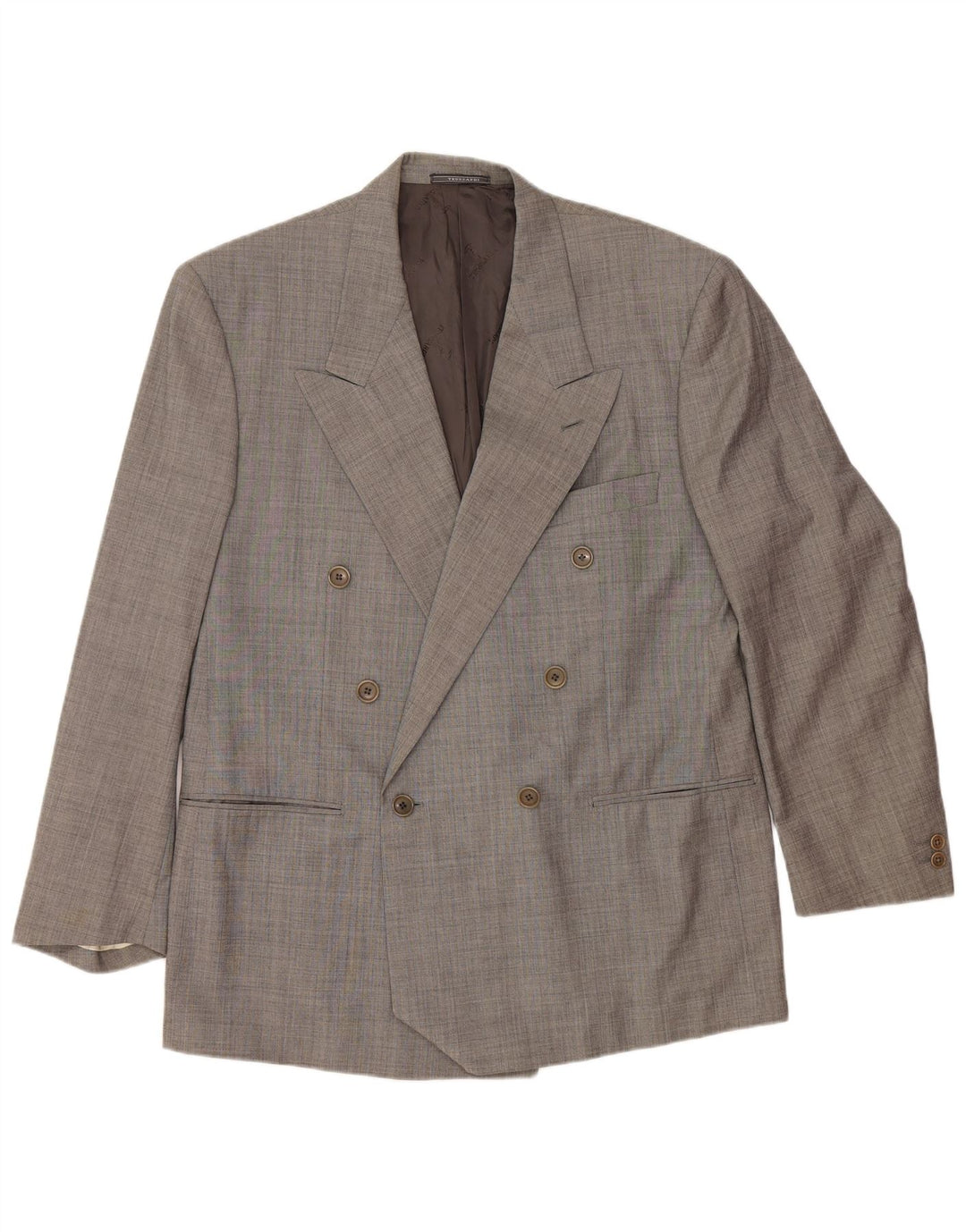 TRUSSARDI Zweireihiger Herren-Blazer IT 52 XL Graue Schurwolle