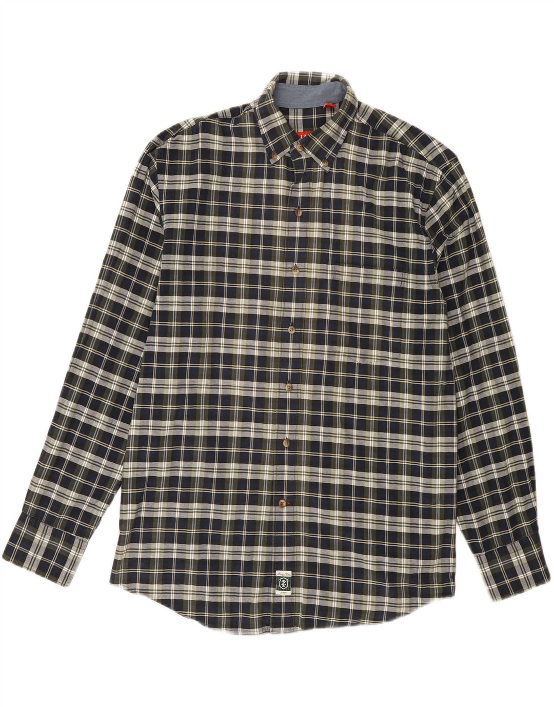 IZOD Mens Shirt Medium Khaki Check Cotton