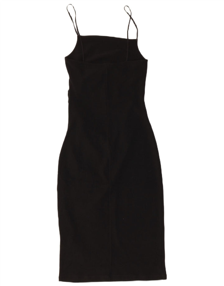 Zara Damen Ärmelloses, figurbetontes Kleid UK 12 Medium Schwarz Polyester
