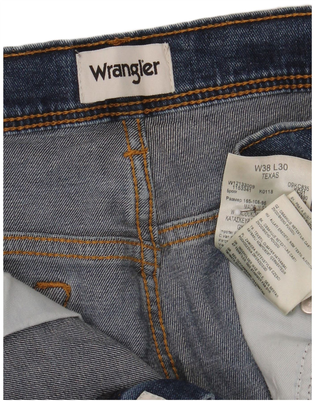 Wrangler Herren Texas Straight Jeans W38 L30 Blaue Baumwolle