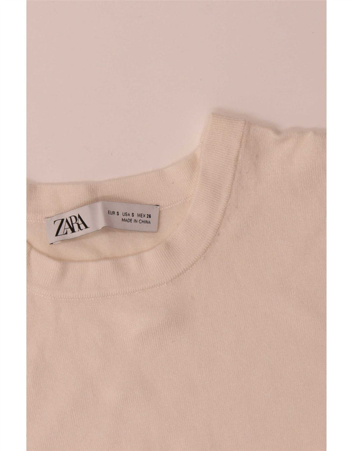 Zara Damen-Pullover mit Rundhalsausschnitt, Gr. 10, Größe S, Weiß