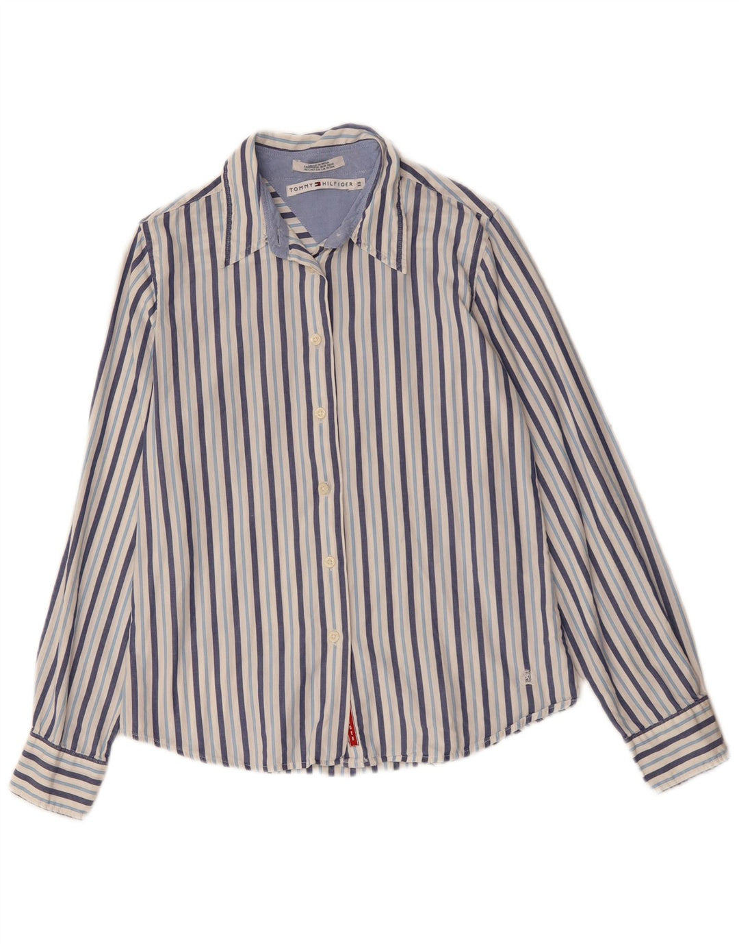 Tommy Hilfiger Damen-Hemd, US 10, groß, blau gestreift, Baumwolle
