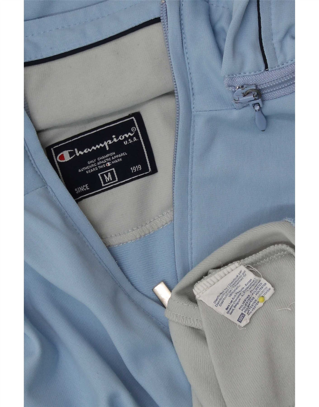 Champion Herren-Trainingsanzug mit Kapuze, Oberjacke, mittelblaues Farbblock-Polyester