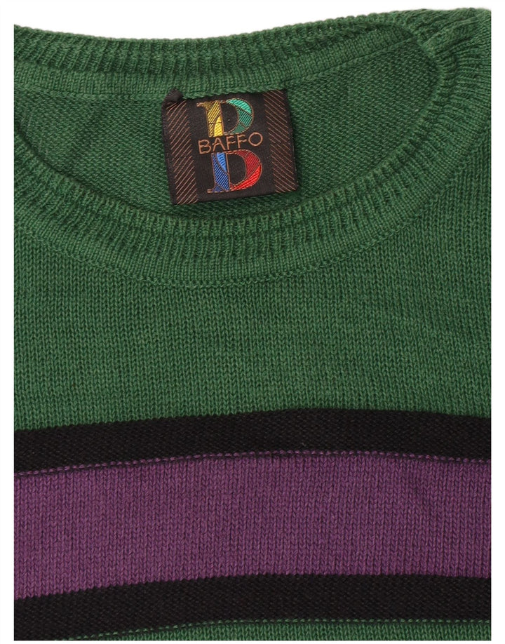 Baffo Herren-Pullover mit Rundhalsausschnitt, groß, grün gestreift