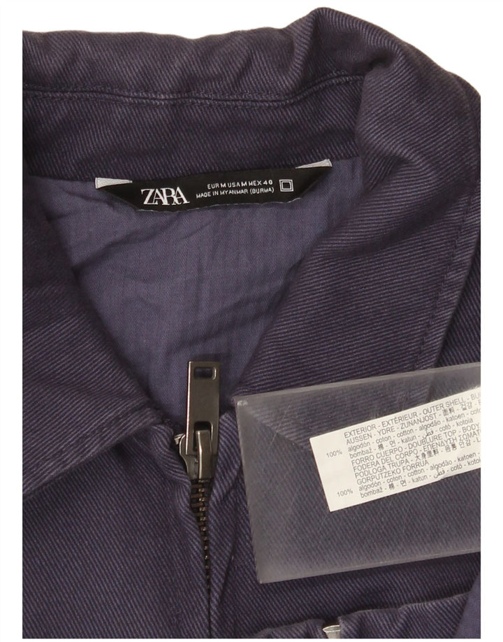 Zara Herren Bomberjacke UK 38 Mittelmarineblaue Baumwolle