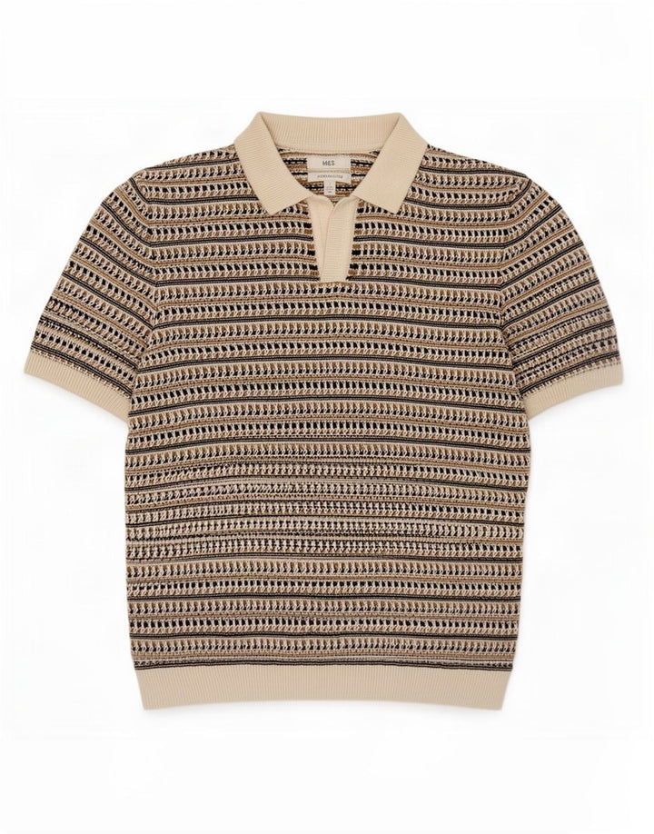 Marks & Spencer Herren Kurzarm-Poloshirt, klein, mehrfarbig, gestreift