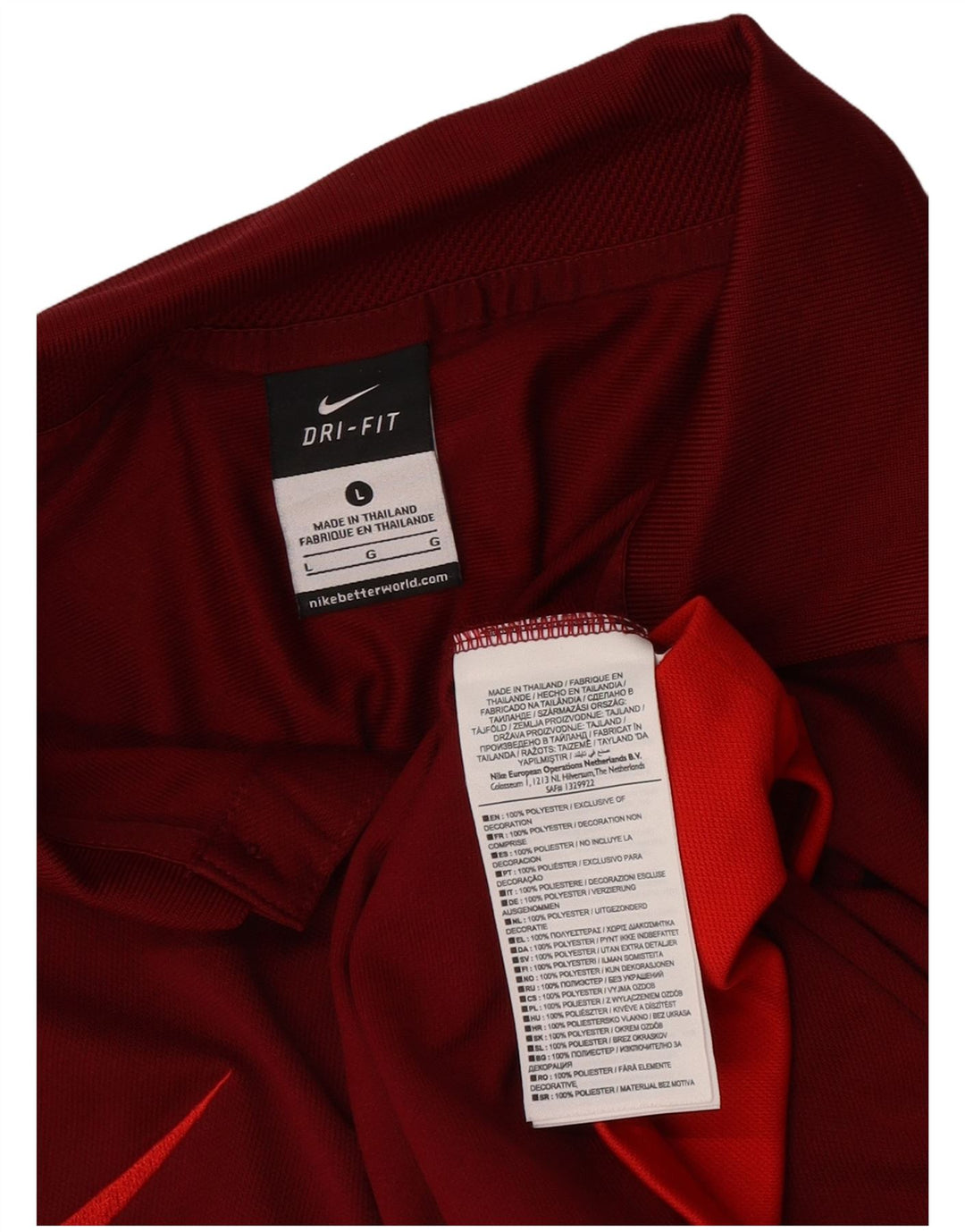 Nike Herren Dri Fit Poloshirt, großes rotes Colourblock-Polyester