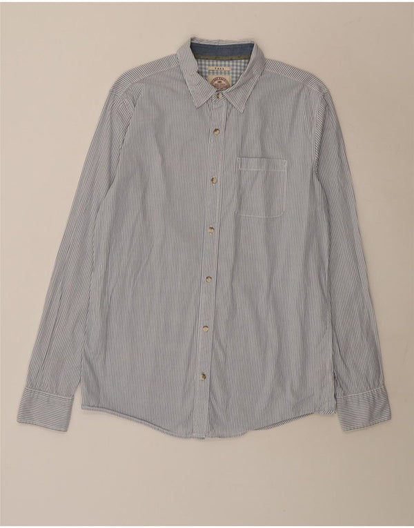Fat Face Herren-Hemd mit normaler Passform, mittelblau, gestreift, Baumwolle