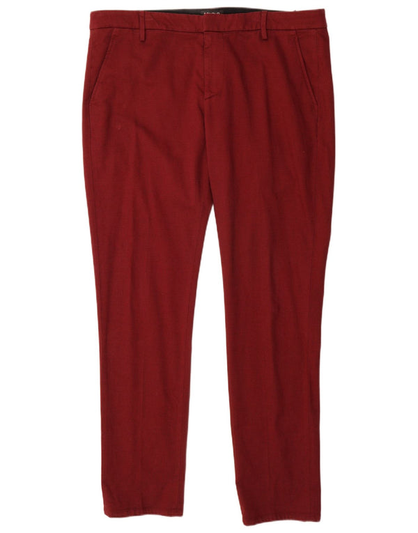 Dondup Mens Slim Chino Trousers W38 L32 Maroon Cotton