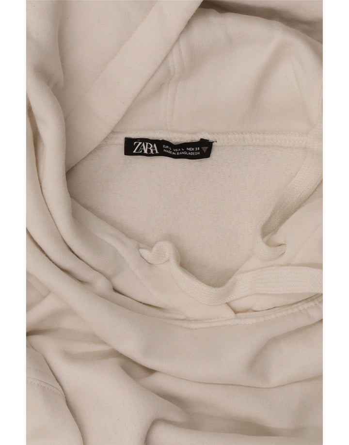 Zara Damen Übergroßer Kapuzenpullover UK 16 Large Weiß