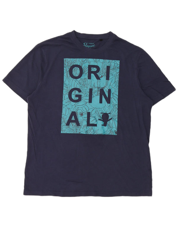 Penguin Herren-T-Shirt mit Grafik, 2XL, Marineblau, Baumwolle