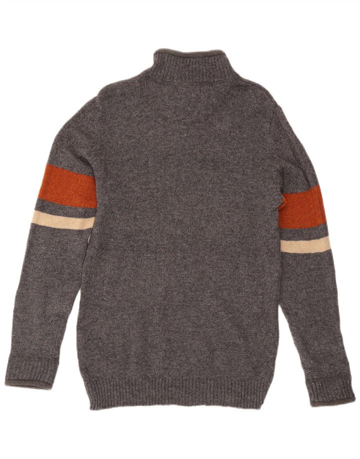 Marks & Spencer Herren Blauer Harbor-Pullover mit Reißverschluss am Hals, Größe S, Grau
