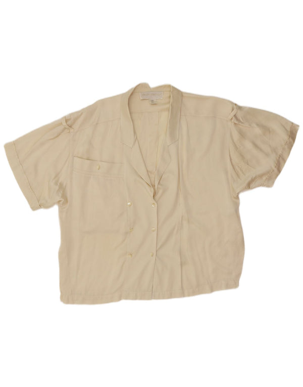 Claude Montana Damen Kurzarm-Hemdbluse US 6 Medium Off White