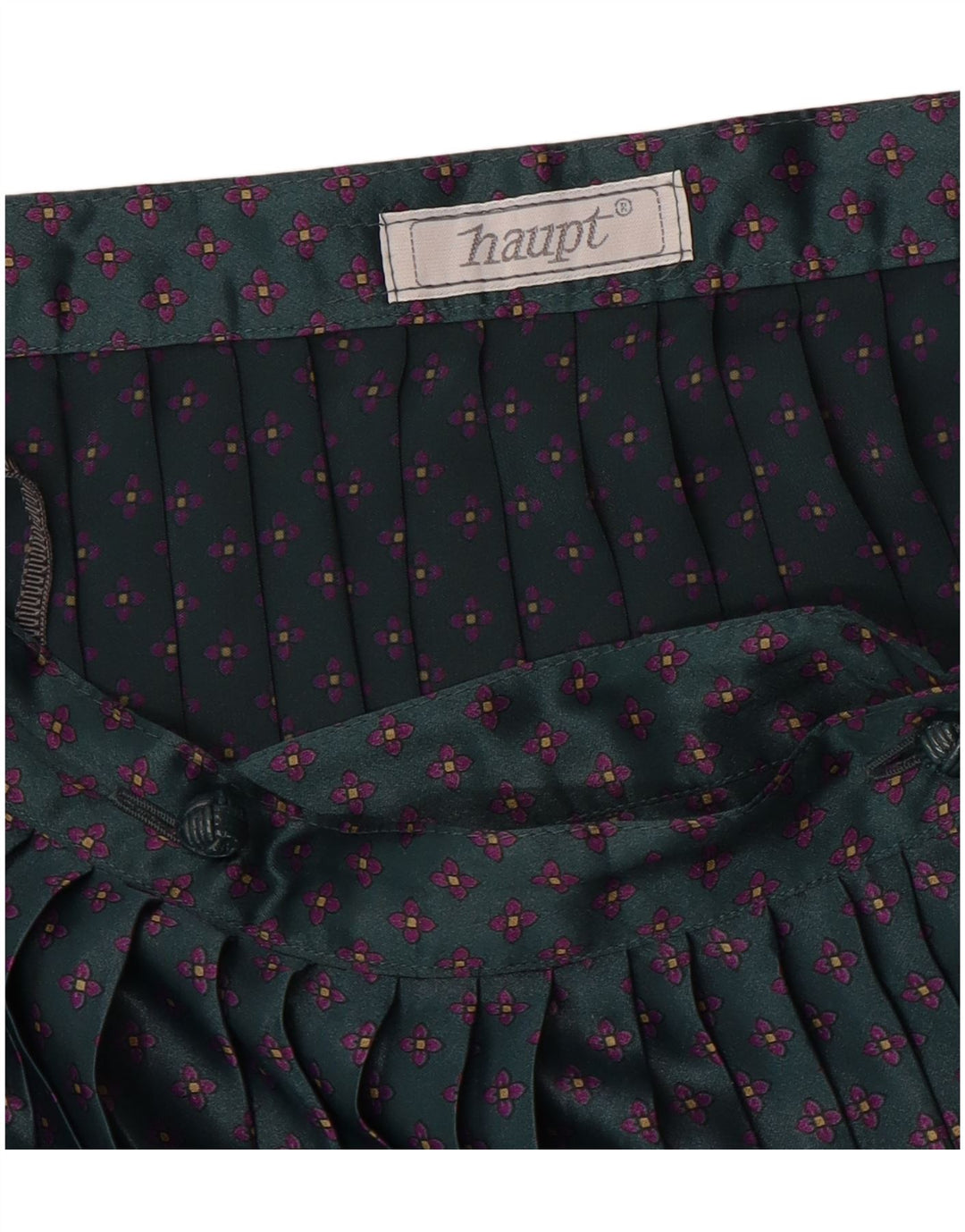 Haupt Damen Messerfaltenrock W28 Mittelgrün geblümt