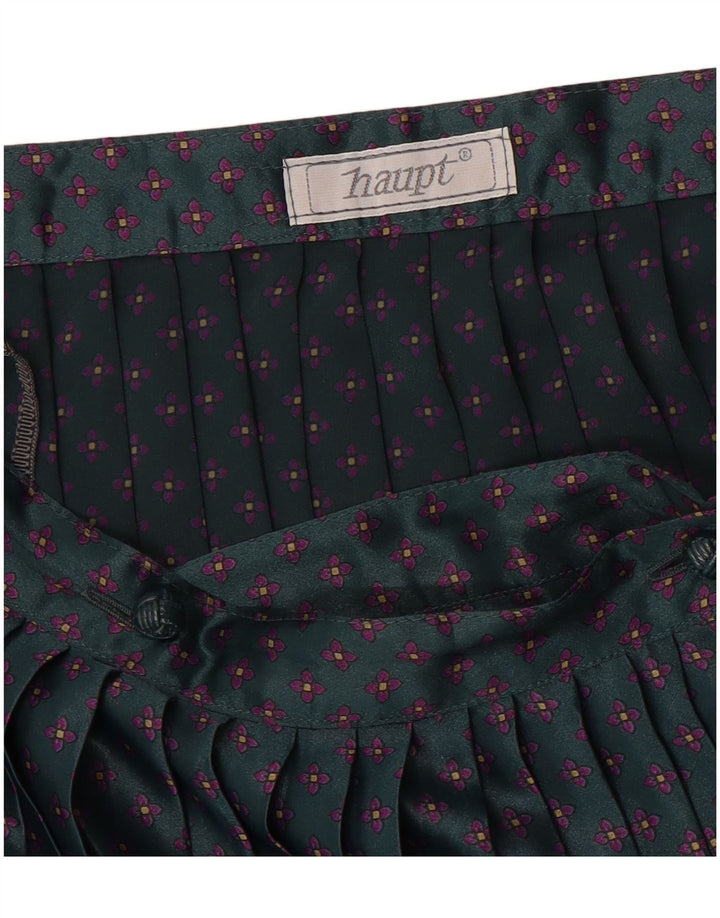 Haupt Damen Messerfaltenrock W28 Mittelgrün geblümt