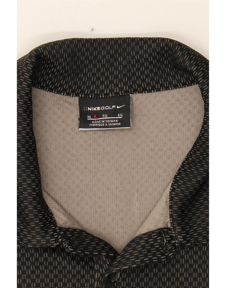 NIKE Mens Dri Fit Polo Shirt XL Black Spotted Polyester Vintage Nike and Second-Hand Nike from Messina Hembry 