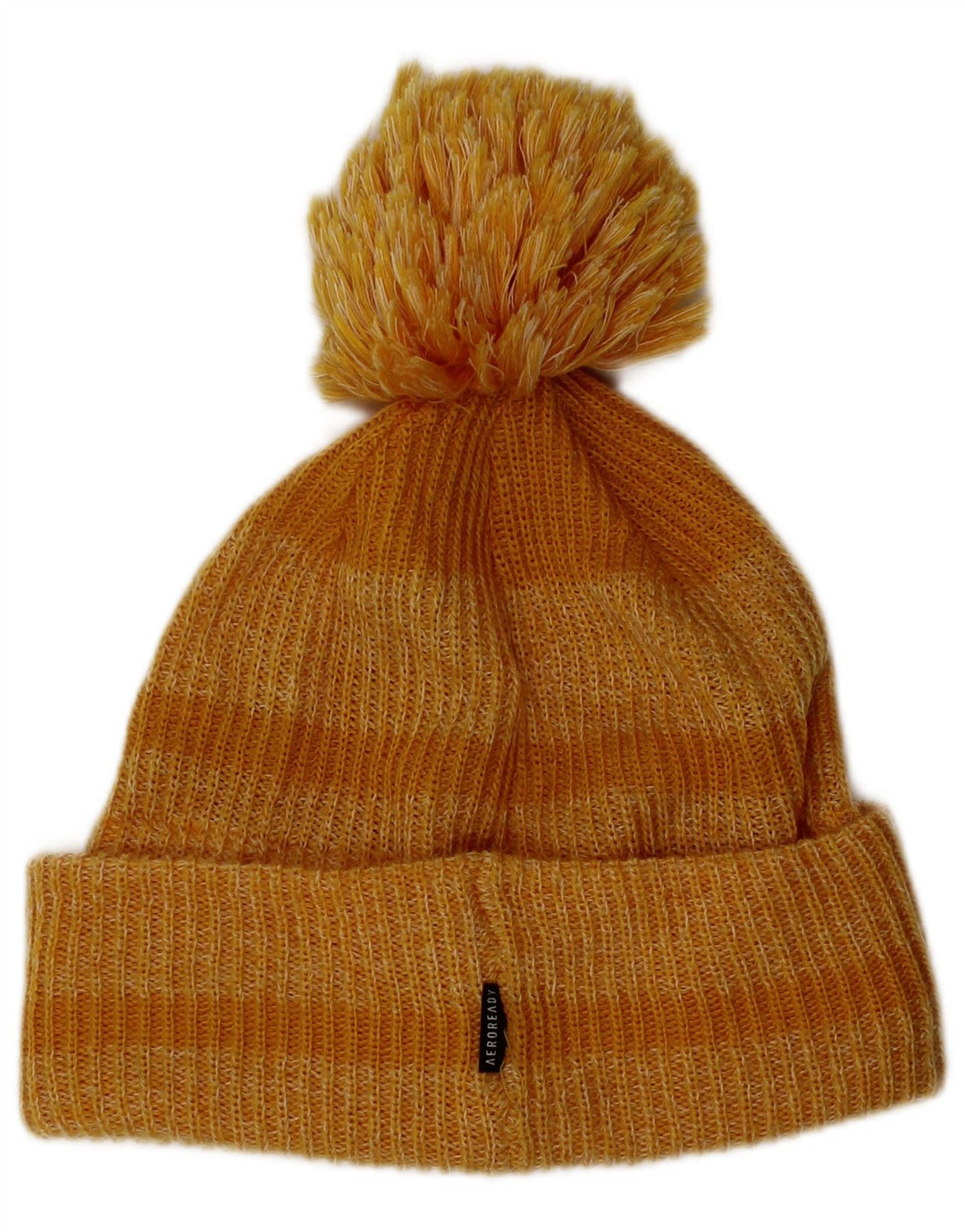 Adidas Damen Strickmütze mit Bommel, Einheitsgröße, gelb gestreift, Acryl