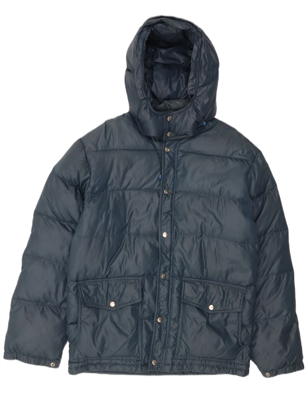 VINTAGE Wattierte Herrenjacke mit Kapuze, UK 38, Mittelmarineblau