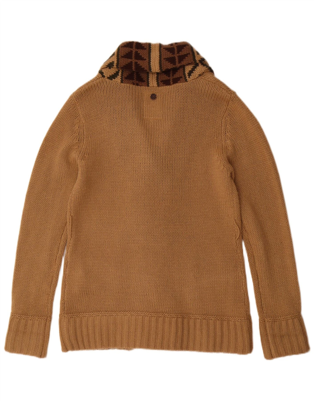 KHUJO Damen-Cardigan-Pullover UK 16 Large Beige Geometrisches Acryl