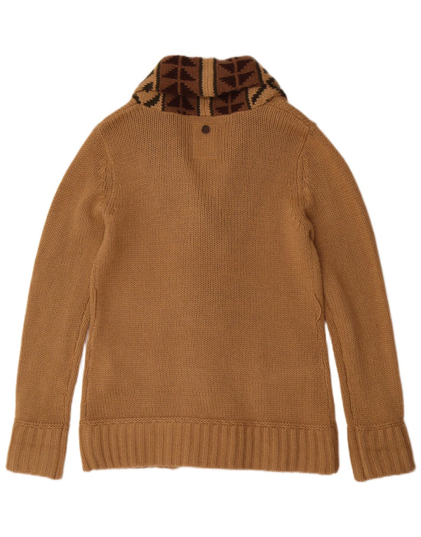 KHUJO Damen-Cardigan-Pullover UK 16 Large Beige Geometrisches Acryl