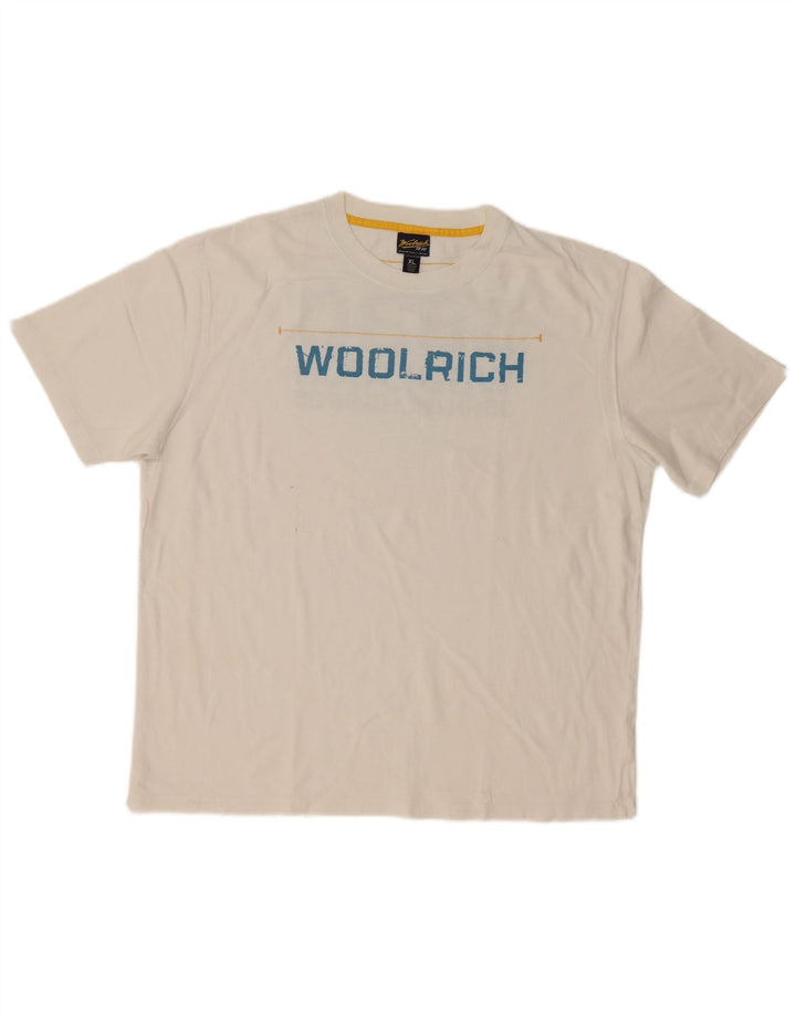 Woolrich Herren Grafik-T-Shirt-Oberteil XL aus weißer Baumwolle