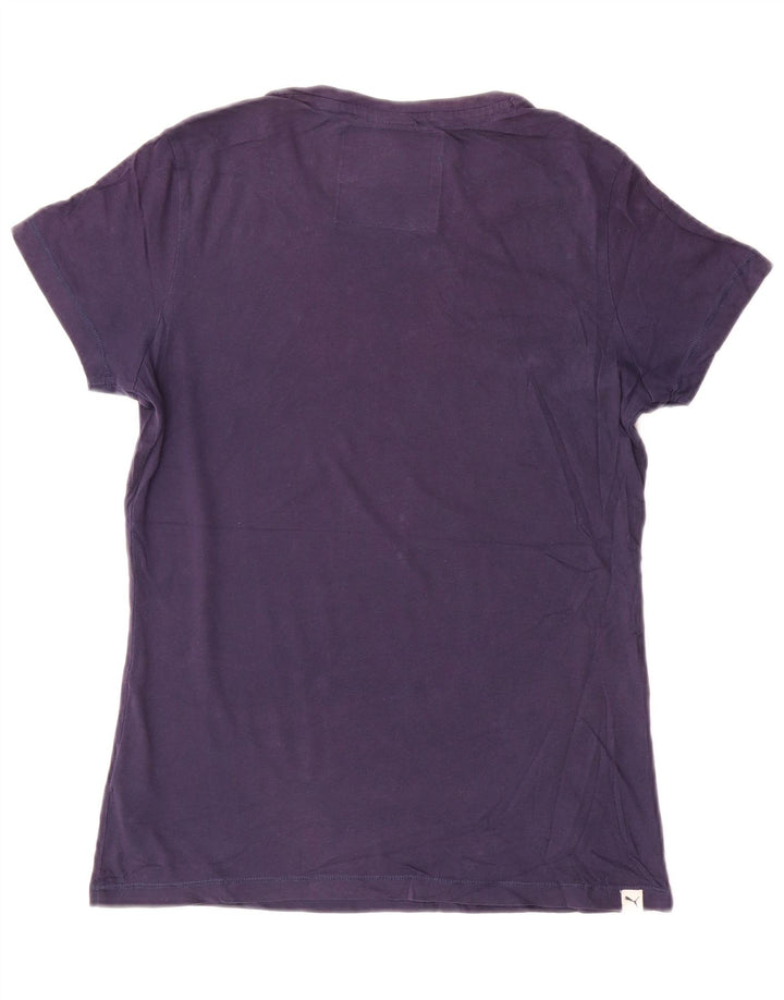 Puma Damen Grafik T-Shirt Top UK 12 Medium Marineblau Baumwolle