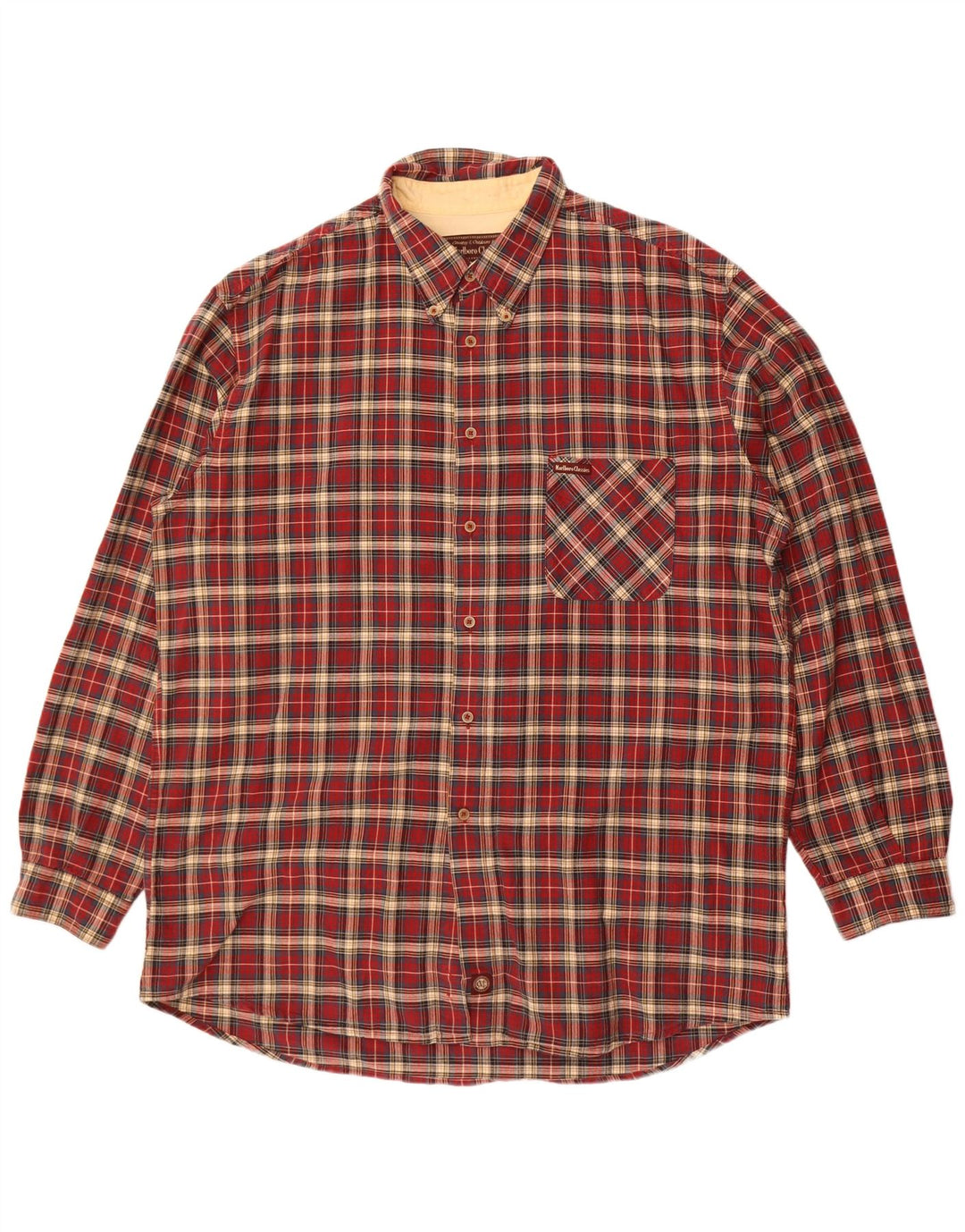 Marlboro Classics Herrenhemd 3XL rot karierte Baumwolle