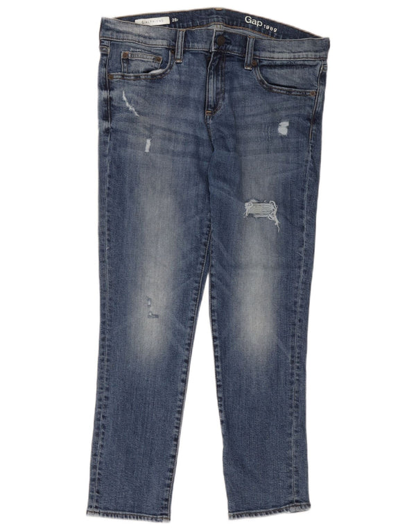 Gap Damen Girlfriend Distressed Slim Jeans W28 L26 Blaue Baumwolle