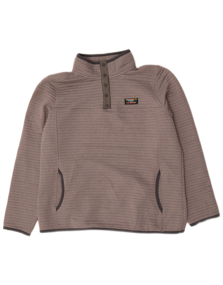 L.L.Bean Damen-Sweatshirt mit Knopfkragen, Gr. 40, Größe L, Grau, Polyester