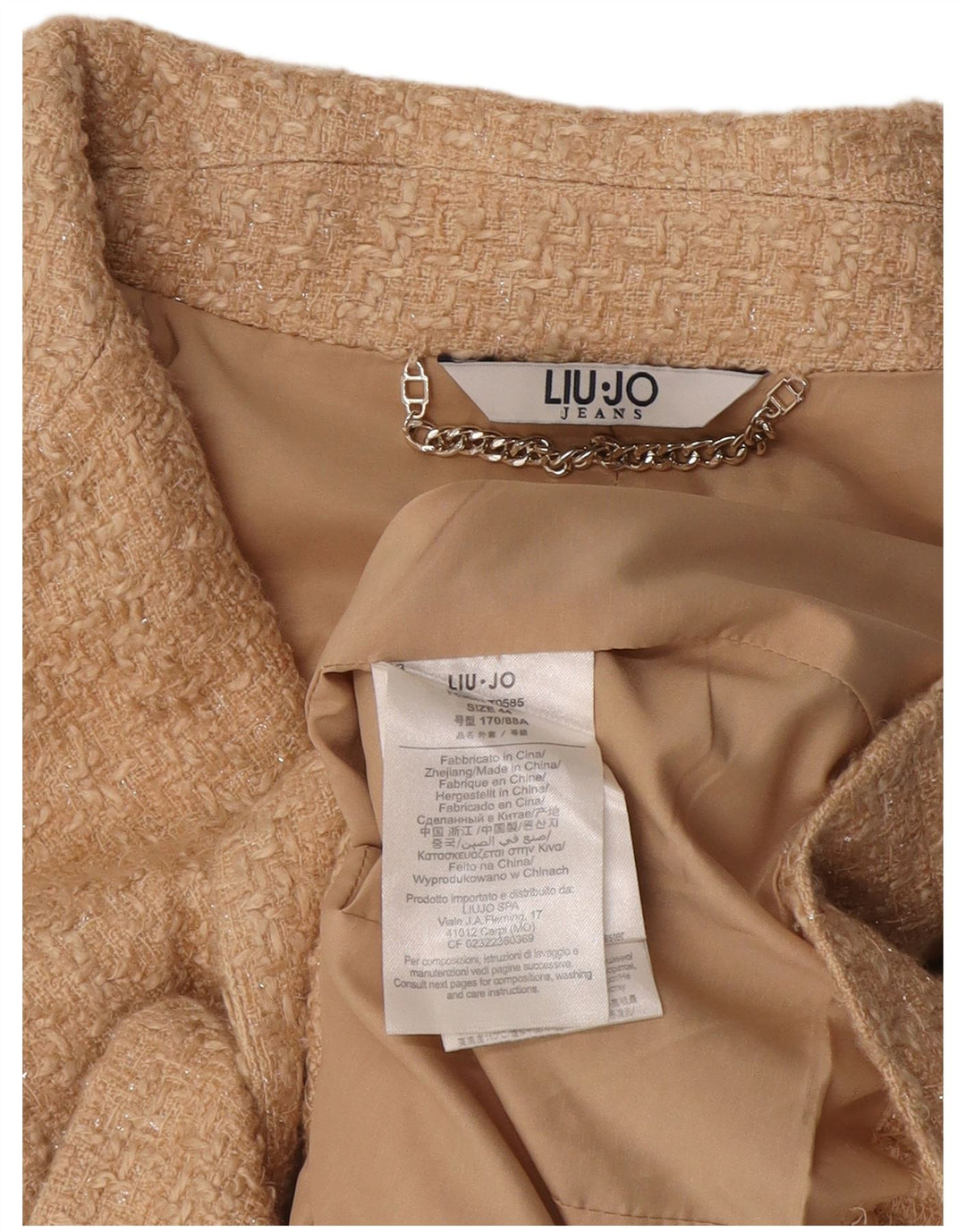 Liu Jo Damen Crop Blazer Jacke IT 44 Medium Beige Acryl