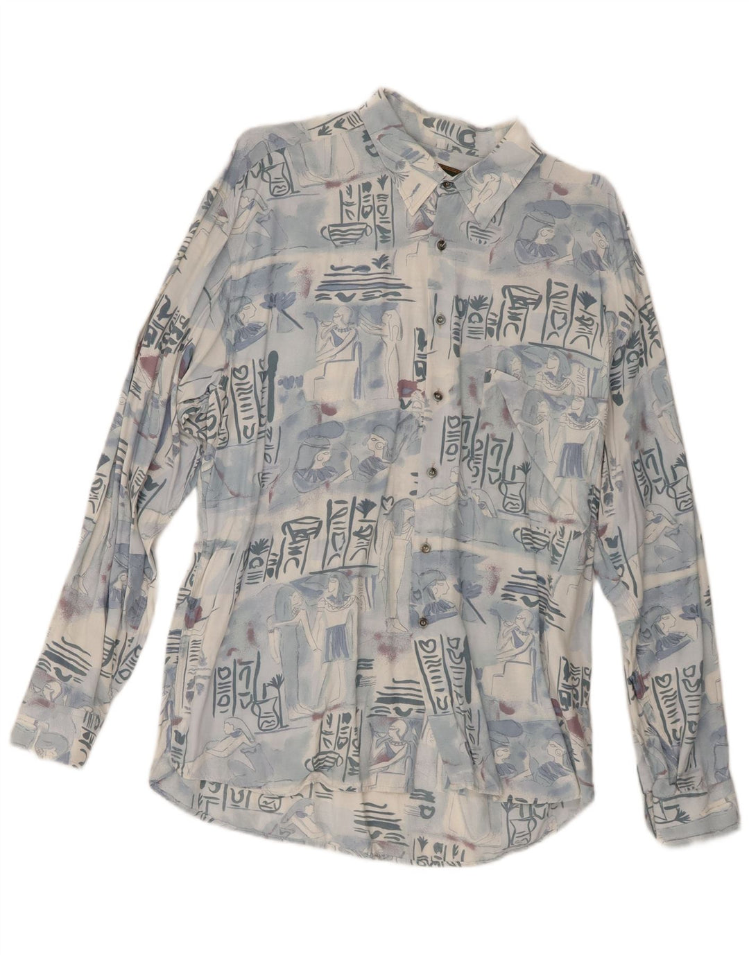 Mac Fashion Herren-Hemd mit abstraktem Muster, Größe L, Blau