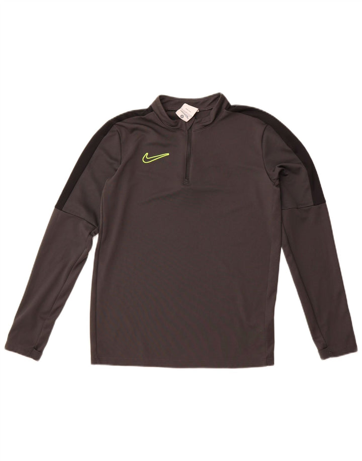 Nike Dri-Fit-Oberteil für Jungen, langärmlig, 12–13 Jahre, Größe L, Grau, Farbblock