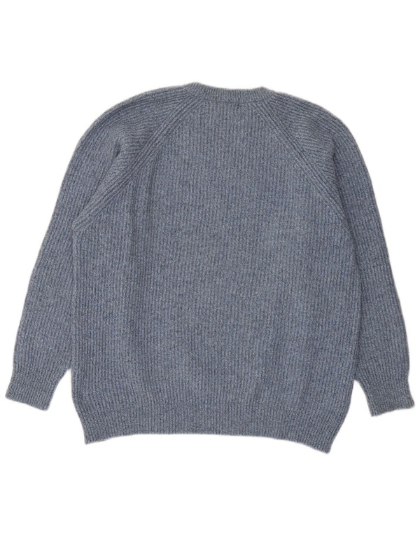 Kappa Herren-Pullover mit Rundhalsausschnitt, XL, blau gefleckte Merinowolle