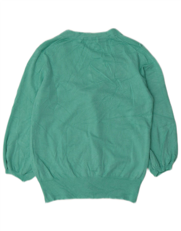 Marks & Spencer Damen-Pullover mit 3/4-Ärmeln und V-Ausschnitt, Gr. 14, Mittelgrün