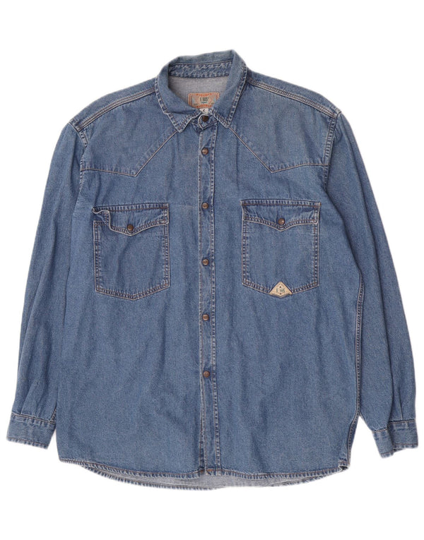 Vintage Mens Denim Shirt Large Blue