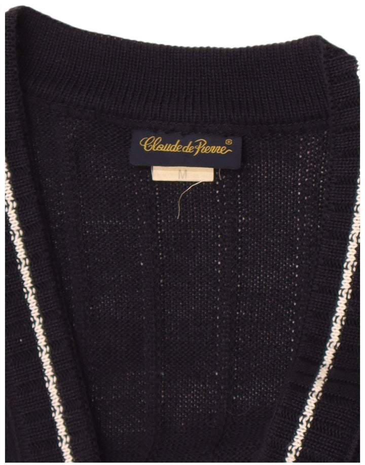 Claude De Pierre Damen-Cardigan-Pullover UK 14 Medium Navy Blue Geometrisch