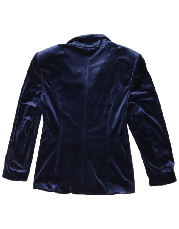 Vintage Damen 5-Knopf-Velours-Blazerjacke UK 12 Medium Navy Blue