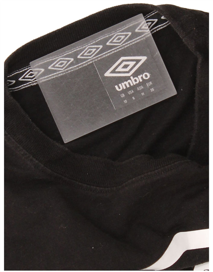 Umbro Damen Crop Oversized Graphic Top Langarm UK 10 Small Schwarz