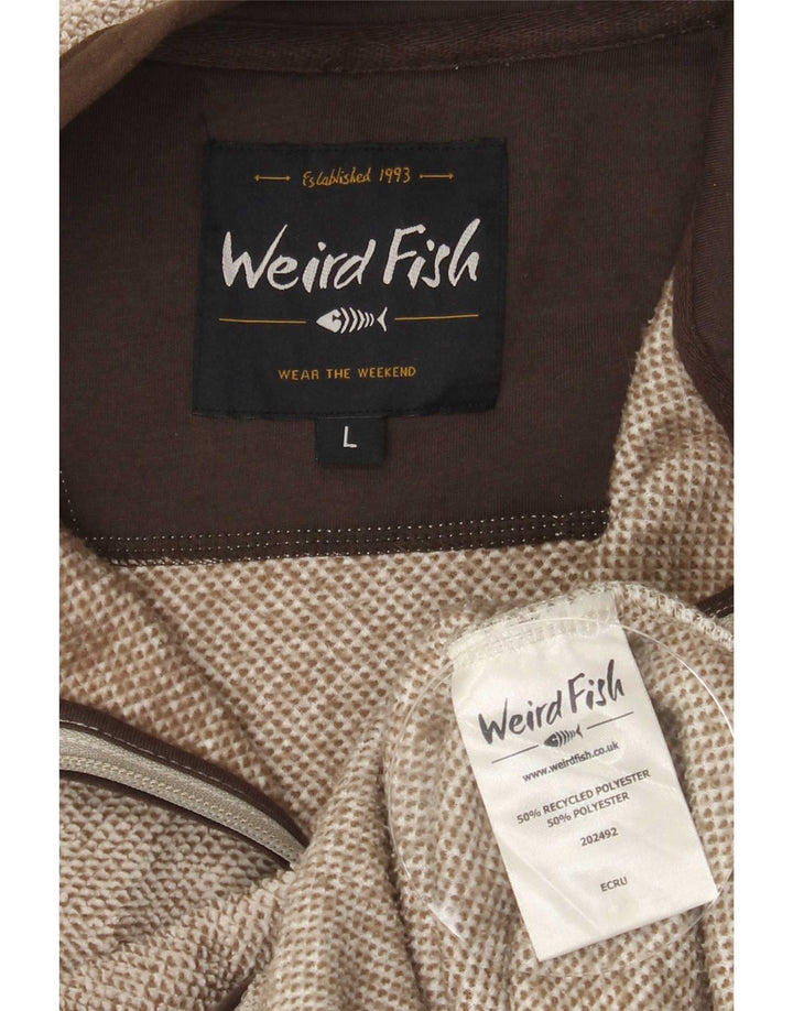 Weird Fish Herren-Trainingsanzug-Oberteil, große Jacke aus braun meliertem Polyester