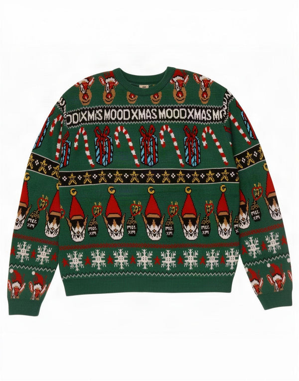 Zara Jungen-Pullover mit Rundhalsausschnitt, 13–14 Jahre, grün, Fair-Isle-Weihnachten
