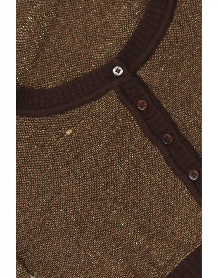 Max & Co. Damen Crop Cardigan Pullover UK 12 Mittelbraun Farbblock