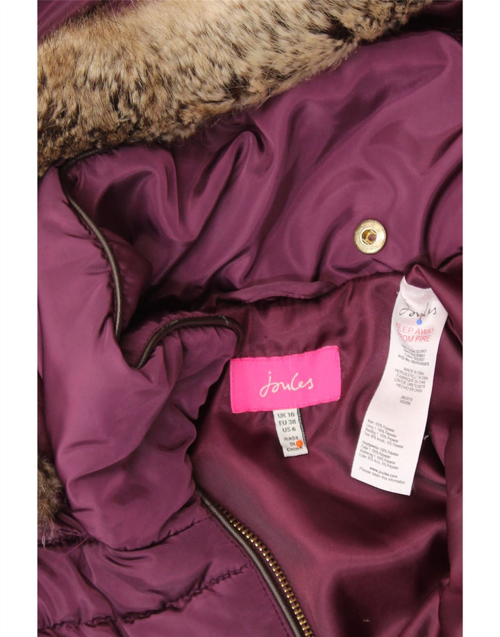 JOULES Wattierte Damenjacke mit Kapuze, UK 10, Größe S, Burgunderrot, Polyester