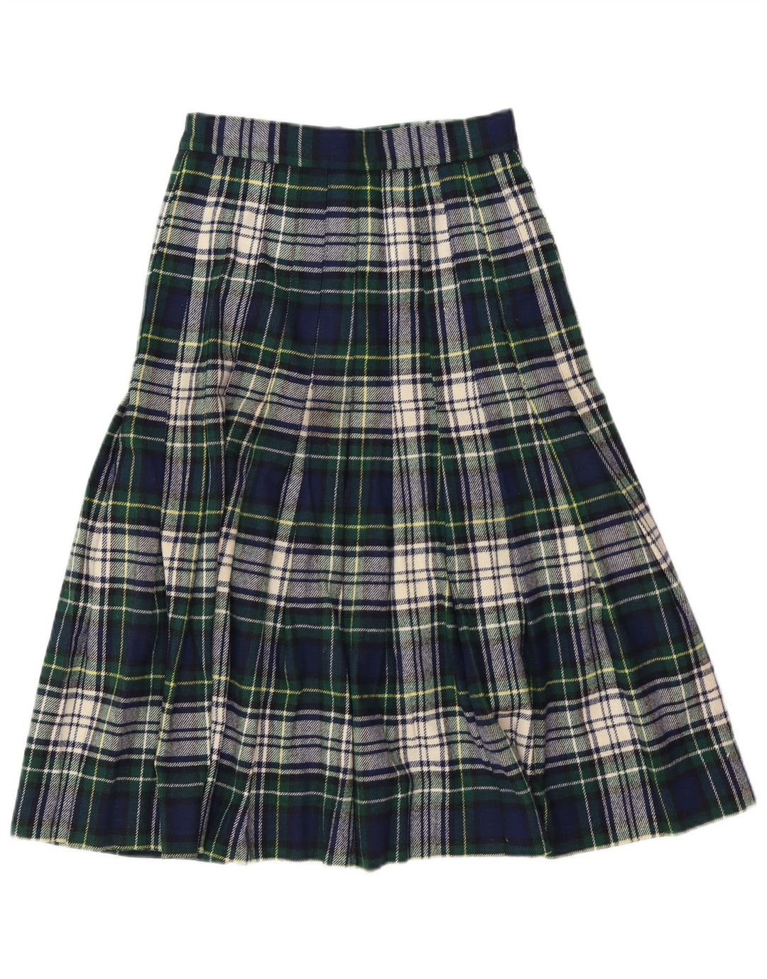 VINTAGE Damen Wickelrock mit hoher Taille IT 42 Medium W26 Grün kariert