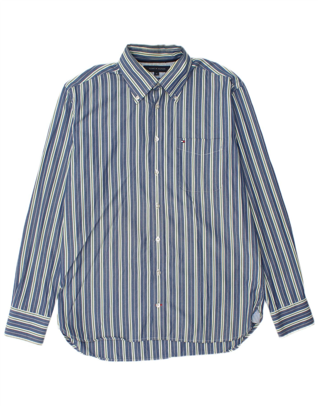 Tommy Hilfiger Herrenhemd mittelblau gestreift aus Baumwolle
