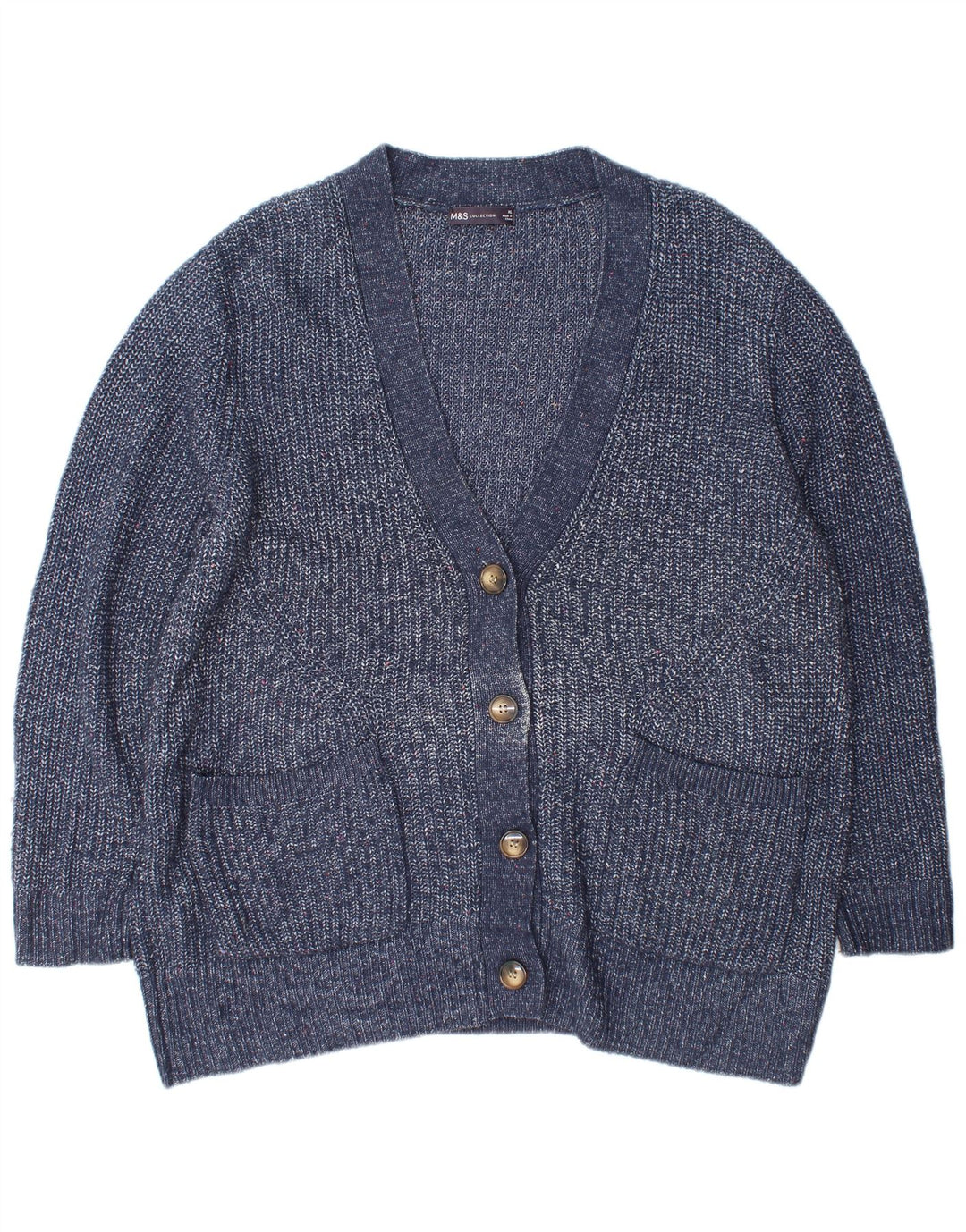 Marks & Spencer Damen-Strickjacke in Übergröße, Gr. 18, XL, Blau meliert