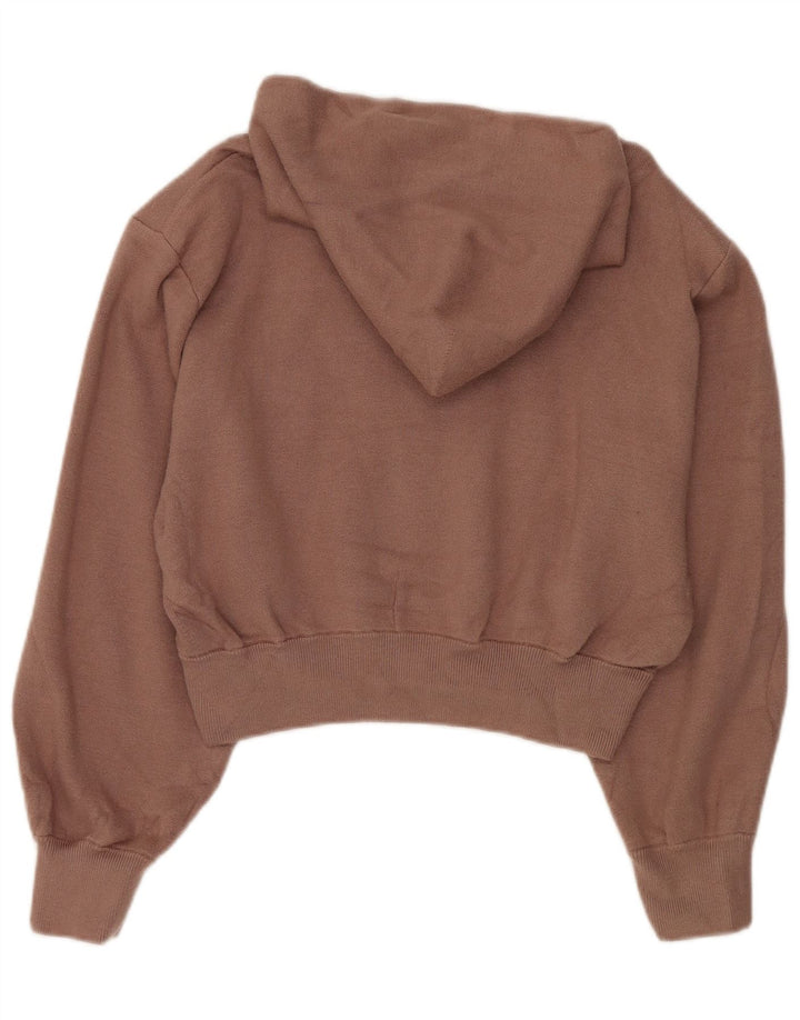 Zara Damen Crop Hoodie Pullover UK 14 Mittelbeige Viskose