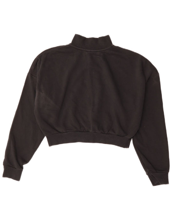 Nike Damen-Sweatshirt mit übergroßem Crop-Ausschnitt und Reißverschluss, Gr. 10, Größe S, Schwarz